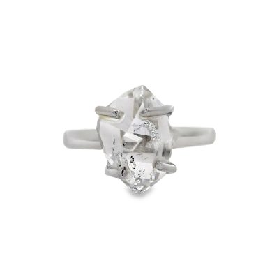 Herkimer Diamond Claw Set Ring Size P