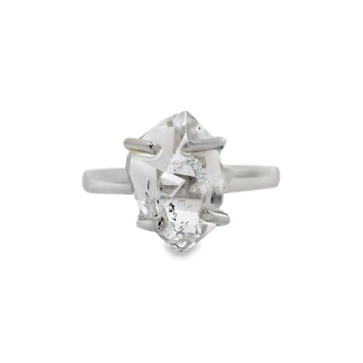 Herkimer Diamond Claw Set Ring Size P