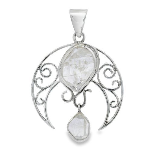 Herkimer Diamond Crescent Moon Pendant 7.4g