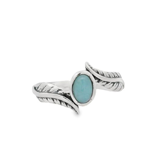 Larimar Oval Feather Ring
