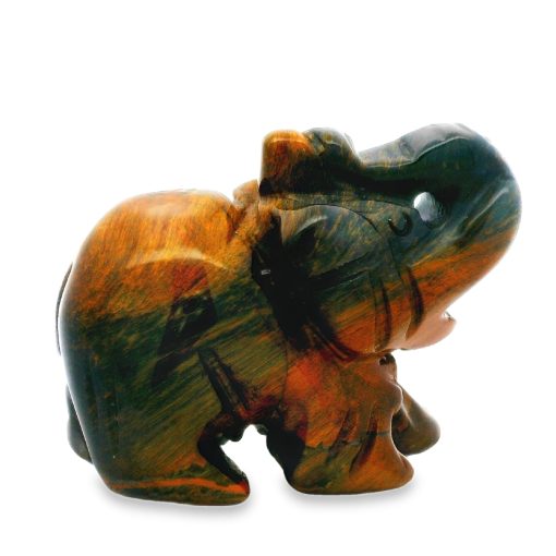 Tigers Eye Golden Carved Elephant 29g