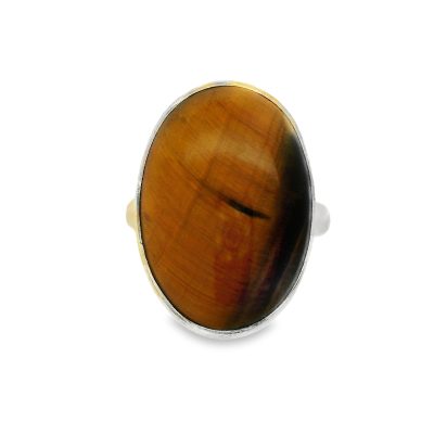 Tigers Eye Golden Oval Ring Size M