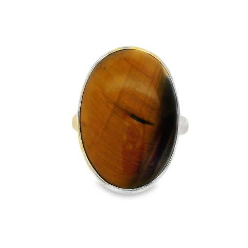 Tigers Eye Golden Oval Ring Size M