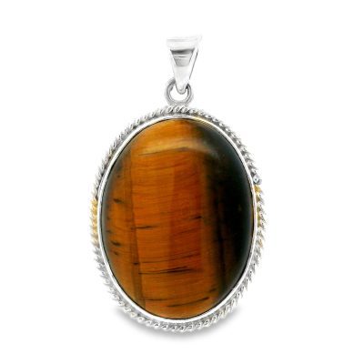 Tigers Eye Golden Oval Pendant 9.2g