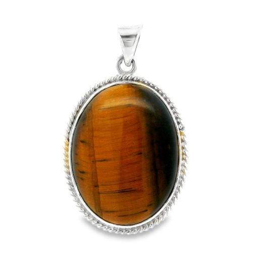 Tigers Eye Golden Oval Pendant 9.2g
