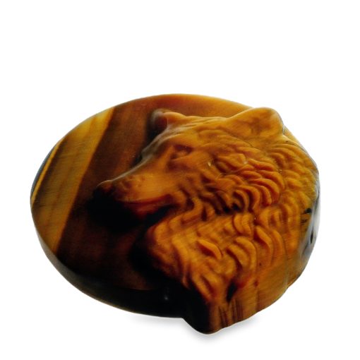 Tigers Eye Golden Carved Wolf Head 27-31g