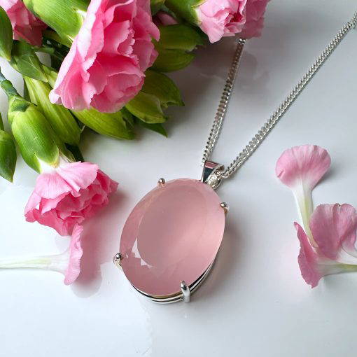 Rose Quartz Claw Set Faceted Pendant 27.8g - Image 3
