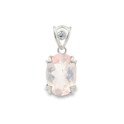 Rose Quartz Oval Faceted Pendant 3.3g