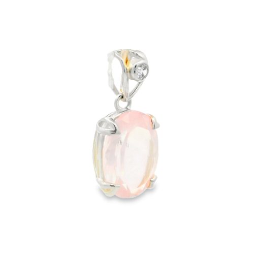 Rose Quartz Oval Faceted Pendant 3.3g - Image 2
