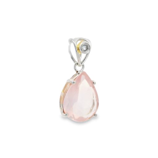 Rose Quartz Peardrop Faceted Pendant 2.9g - Image 2