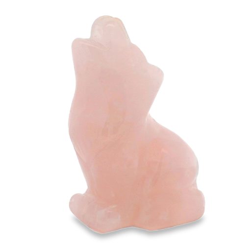 Rose Quartz Carved Wolf 86-96g