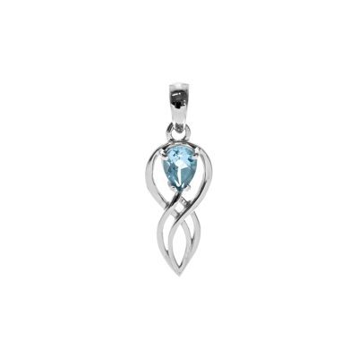 Blue Topaz Ornate Peardrop Pendant 1.9g