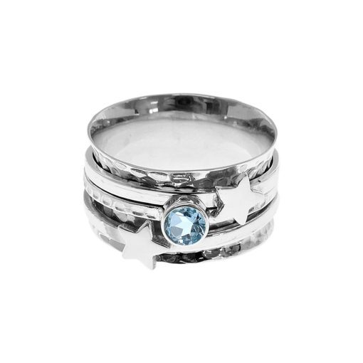 Blue Topaz Star Spinner Ring Size Q