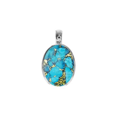 Copper Mohave Turquoise Oval Pendant 3.2g