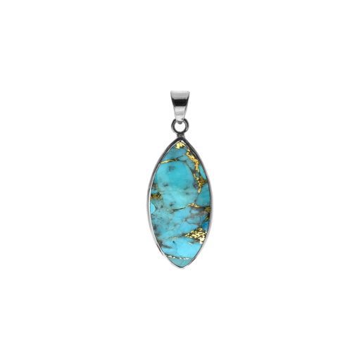 Copper Mohave Turquoise Marquise Pendant 7.3g