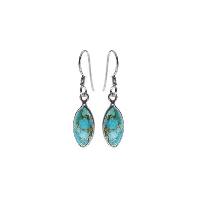 Copper Mohave Turquoise Marquise Drop Earrings 2.2g