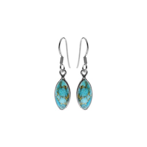 Copper Mohave Turquoise Marquise Drop Earrings 2.2g
