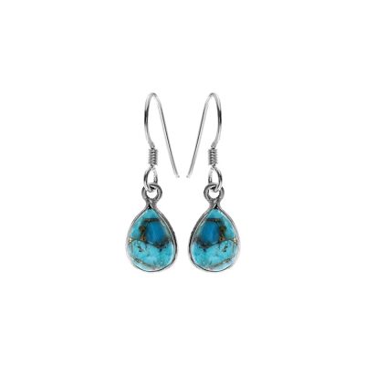 Copper Mohave Turquoise Peardrop Earrings 1.8g