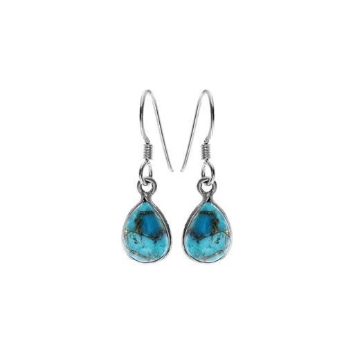 Copper Mohave Turquoise Peardrop Earrings 1.8g
