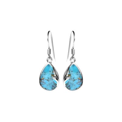 Copper Mohave Turquoise Peardrop Earrings 4.4g
