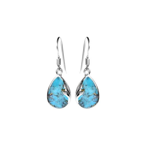 Copper Mohave Turquoise Peardrop Earrings 4.4g