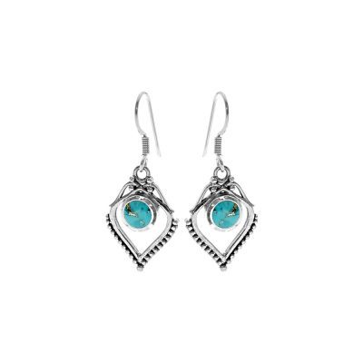 Copper Mohave Turquoise Drop Earrings 5.1g