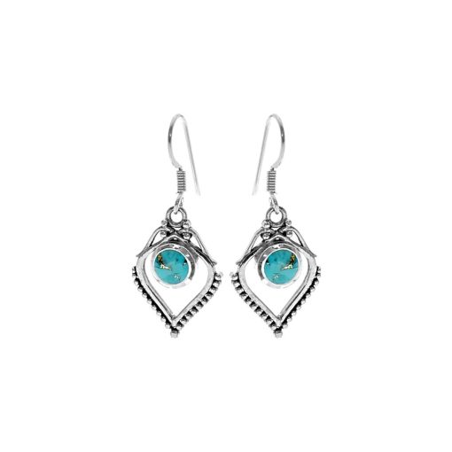 Copper Mohave Turquoise Drop Earrings 5.1g