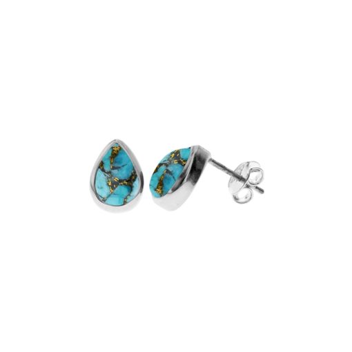 Copper Mohave Turquoise Peardrop Stud Earrings 2g