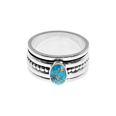 Copper Mohave Turquoise Oval Spinner Ring Size P