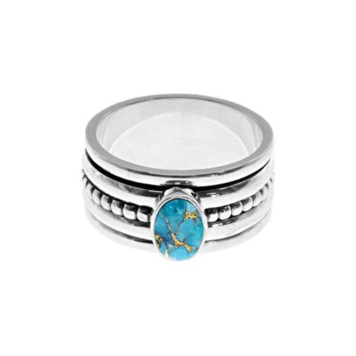 Copper Mohave Turquoise Oval Spinner Ring Size P