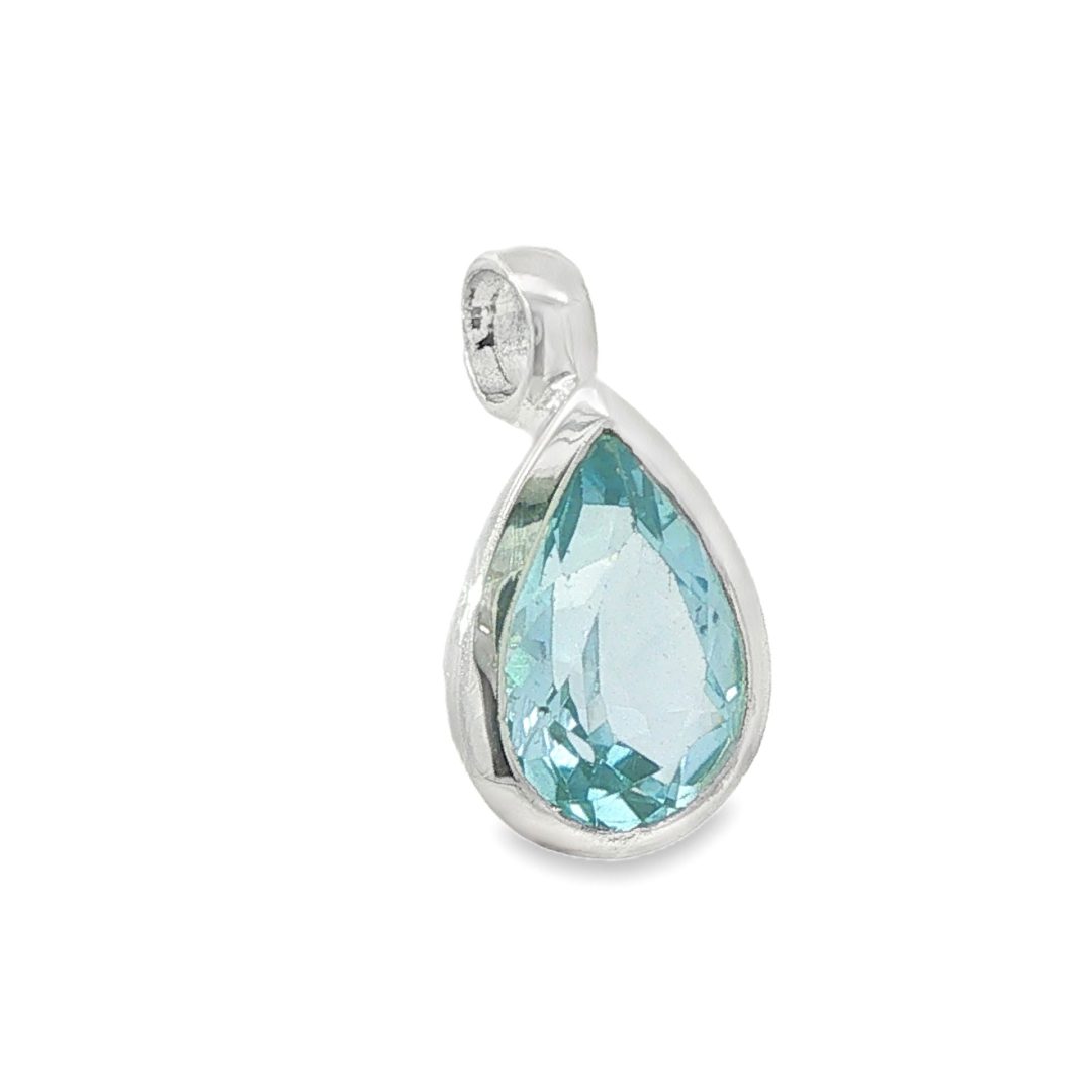 Blue Topaz Peardrop Pendant 2.6g - Image 3