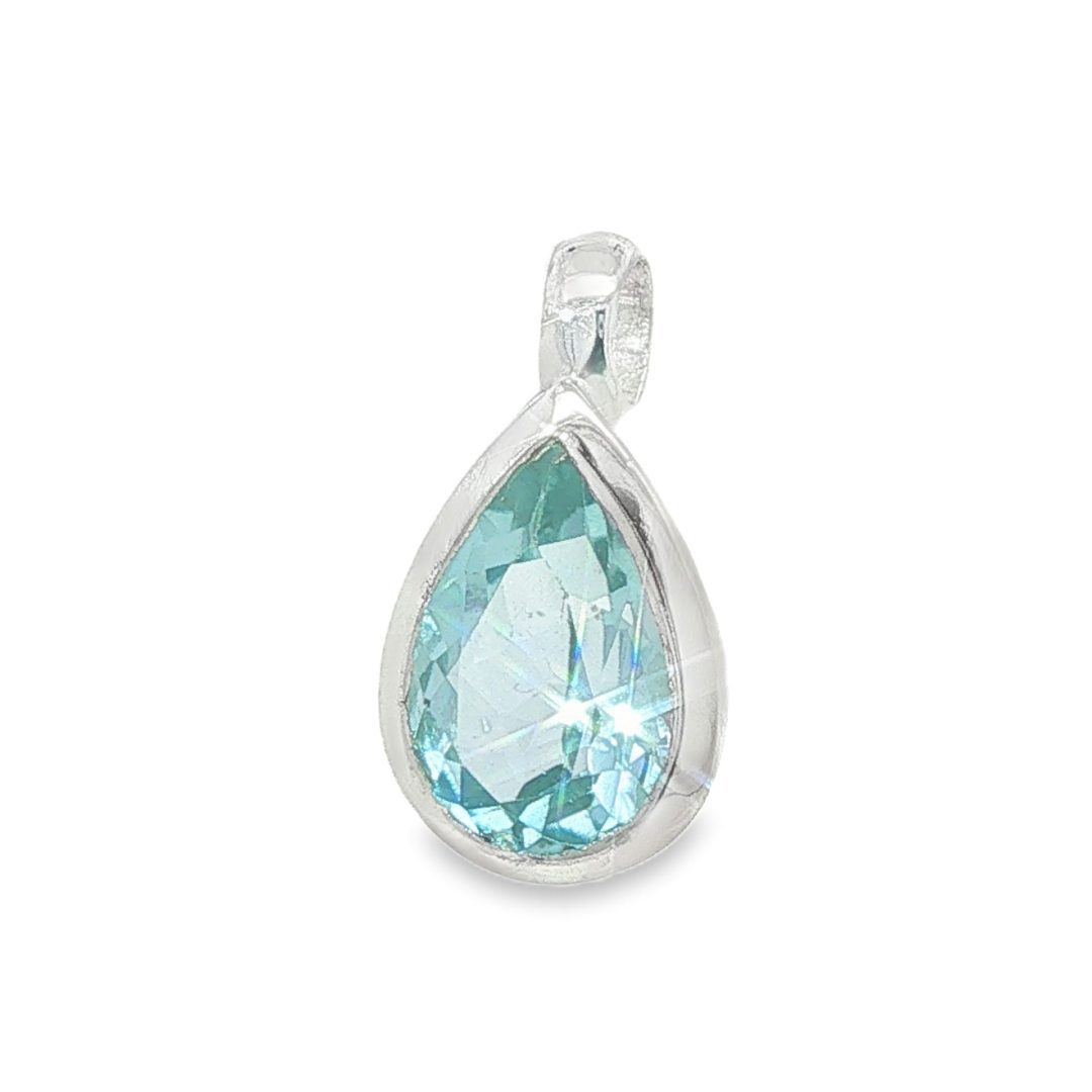 Blue Topaz Peardrop Pendant 2.6g - Image 2