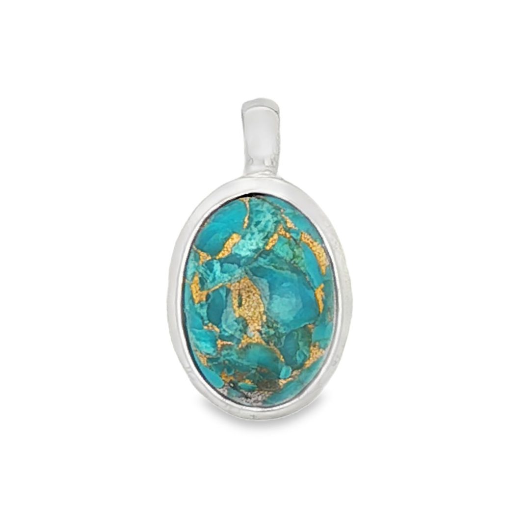 Copper Mohave Turquoise Oval Pendant 3.2g