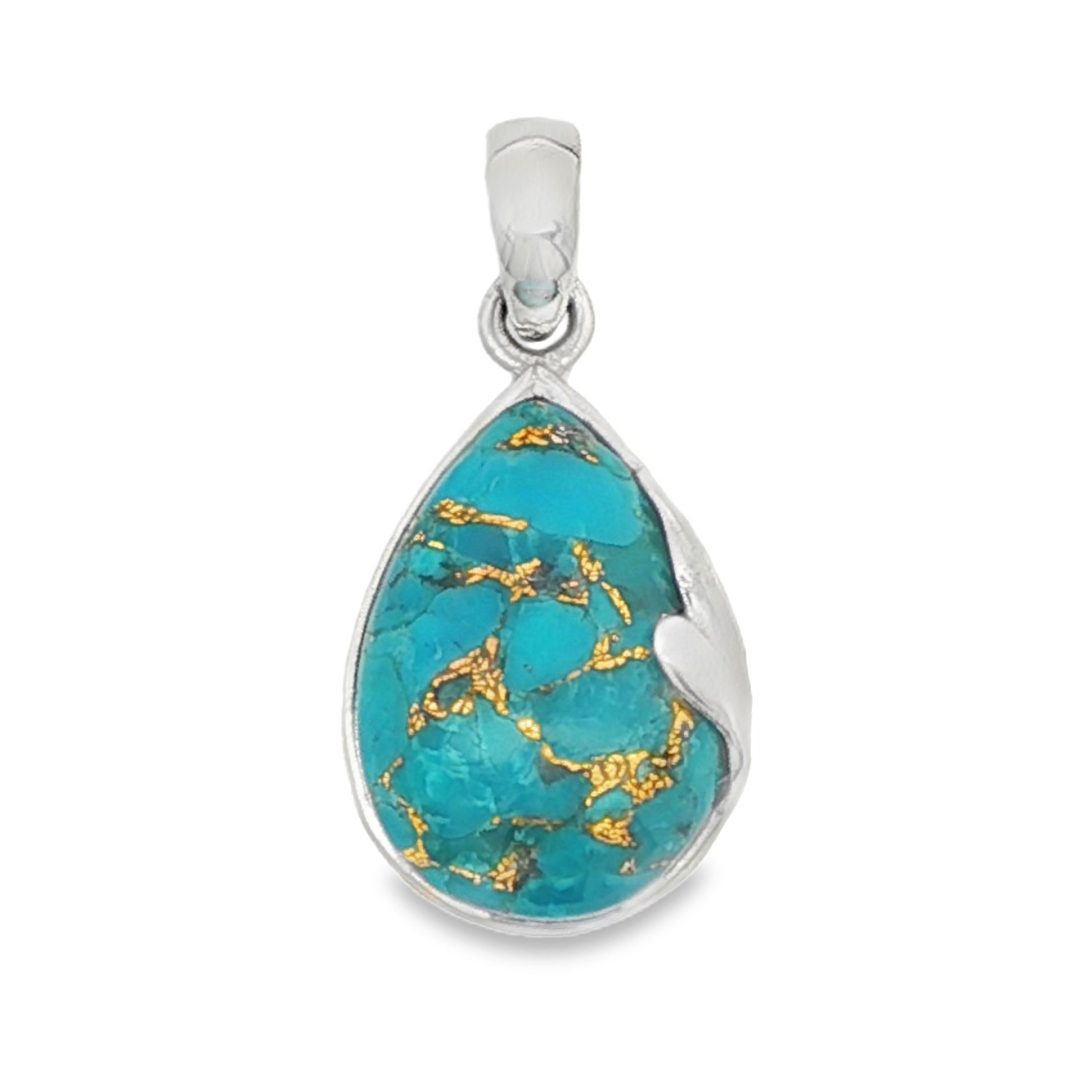 Copper Mohave Turquoise Peardrop Pendant 3.6g