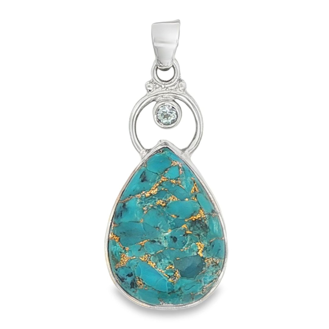 Copper Mohave Turquoise Peardrop Pendant 5.5g