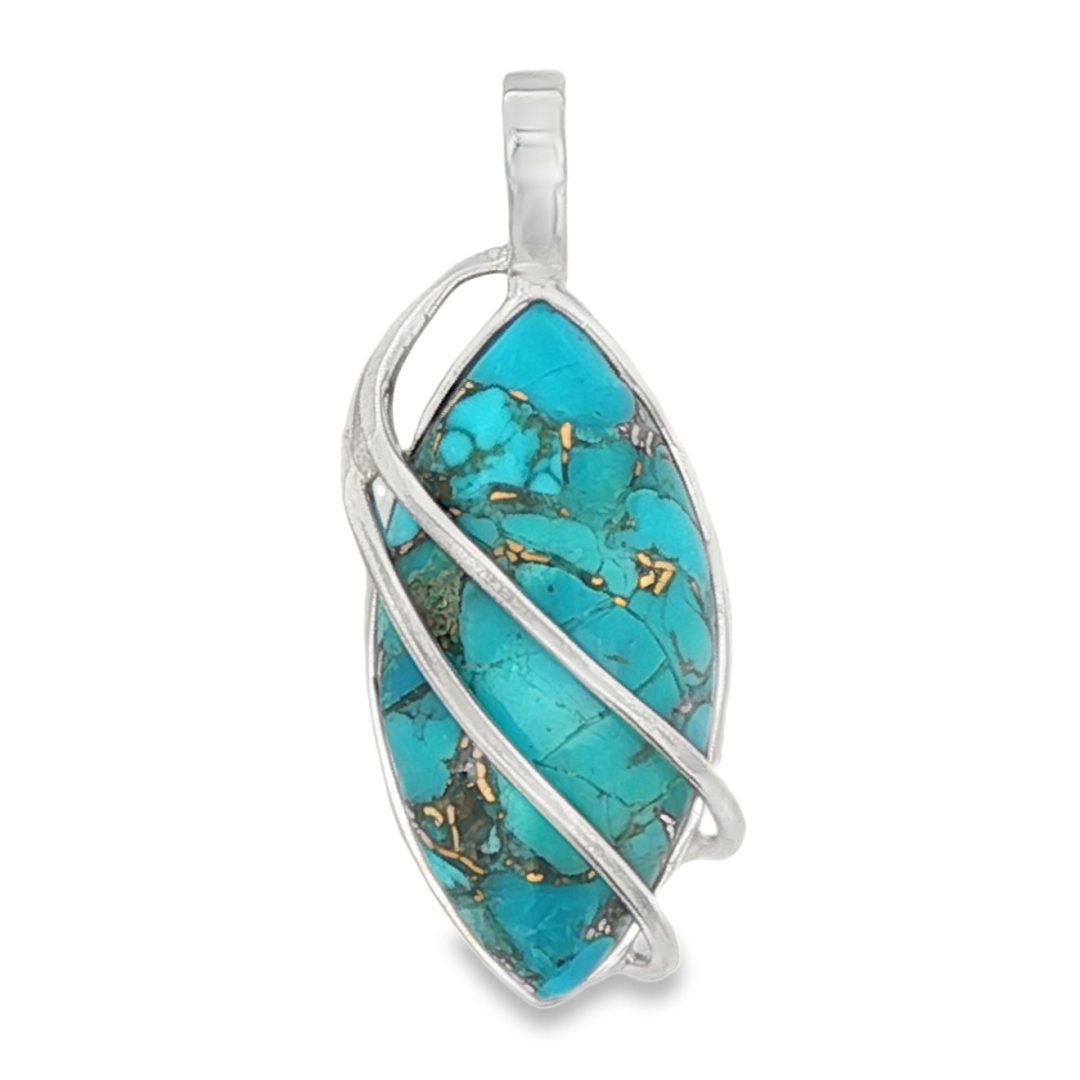 Copper Mohave Turquoise Marquise Pendant 4.9g