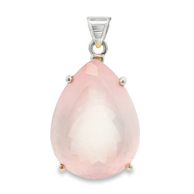 Rose Quartz Peardrop Faceted Pendant 13.3g