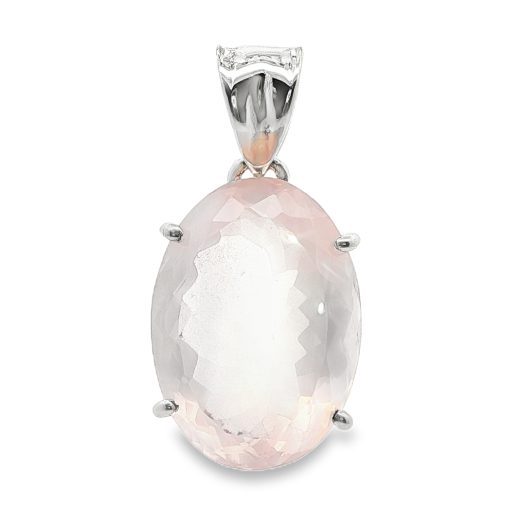 Rose Quartz Oval Faceted Pendant 9g