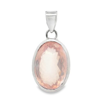 Rose Quartz Oval Faceted Pendant 12.6g
