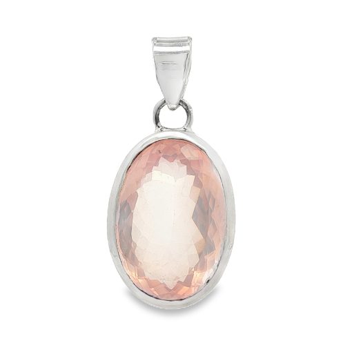 Rose Quartz Oval Faceted Pendant 12.6g