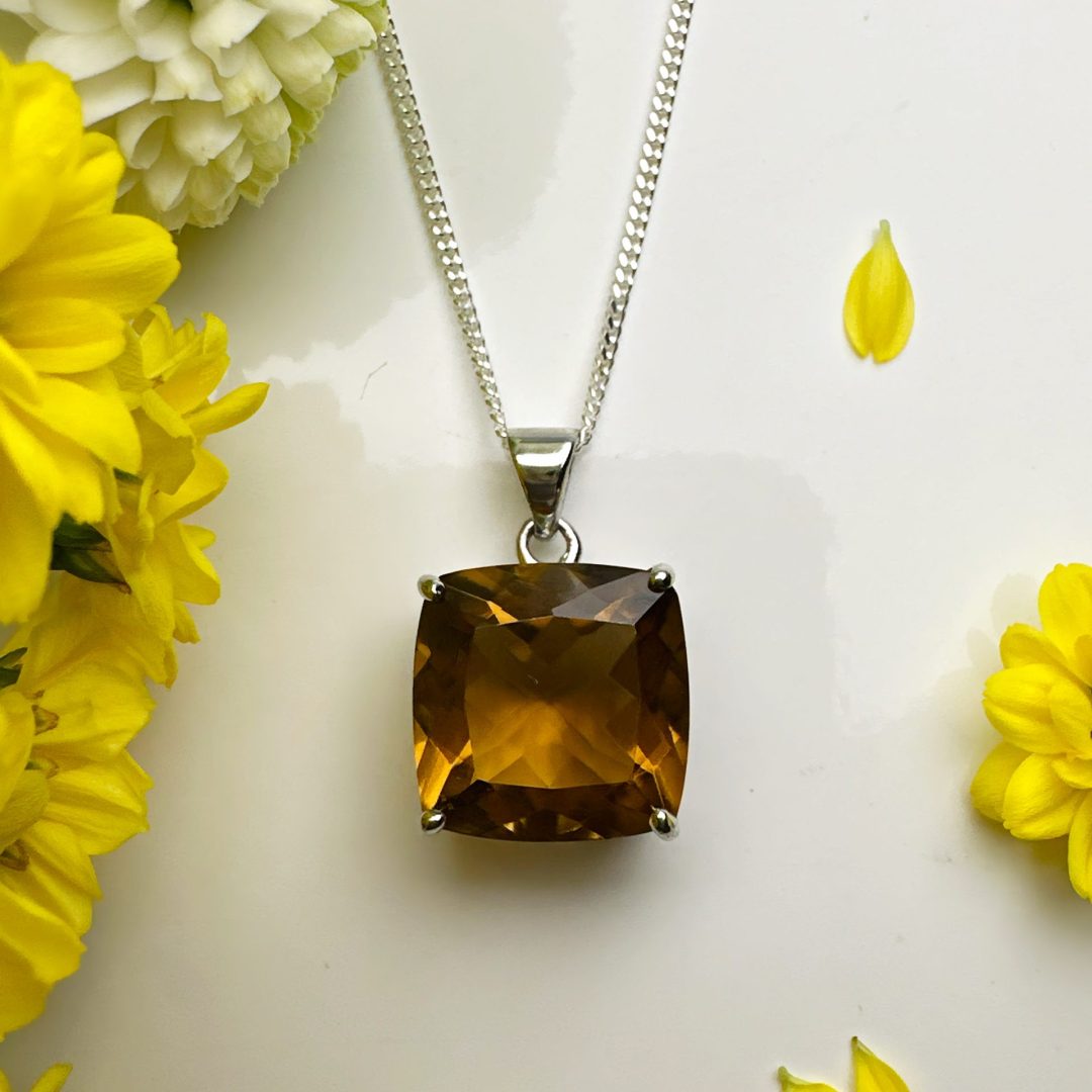 Cognac Citrine Square Claw Set Pendant 5.7g - Image 2