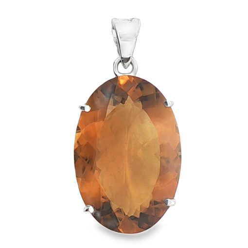 Cognac Citrine Oval Claw Set Pendant 9.2g