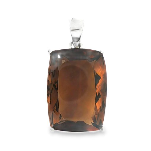 Cognac Citrine Rectangular Claw Set Pendant 10.7g