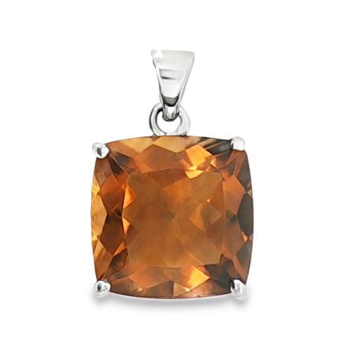 Cognac Citrine Square Claw Set Pendant 5.7g