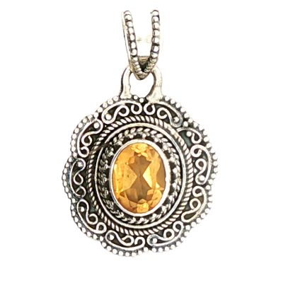 Citrine Oval Ornate Pendant 4.6g