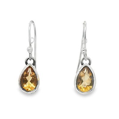 Citrine Pear Drop Ornate Earrings 2g