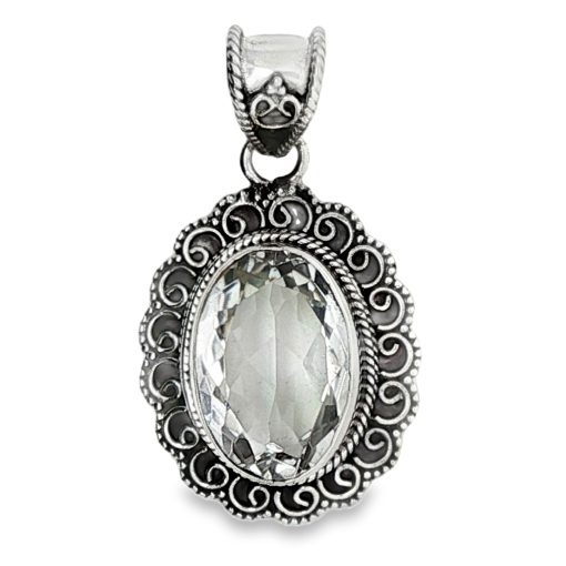 Clear Quartz Oval Ornate Pendant 8.1g - Image 2
