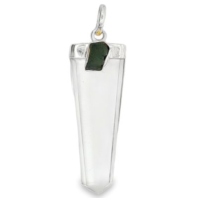 Moldavite & Quartz Point Pendant 7.8g