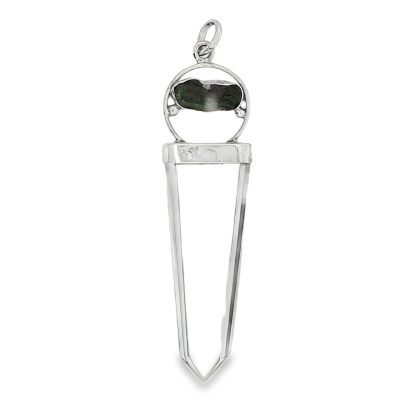 Moldavite & Quartz Point Pendant 10.2g
