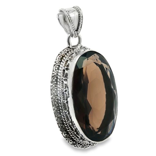 Smoky Quartz Large Oval Ornate Pendant 16.5g - Image 2